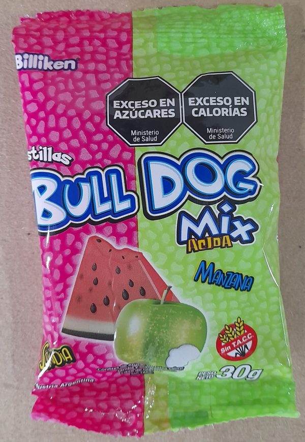 BULL DOG PASTILLAS SANDIA/MANZANA x12u