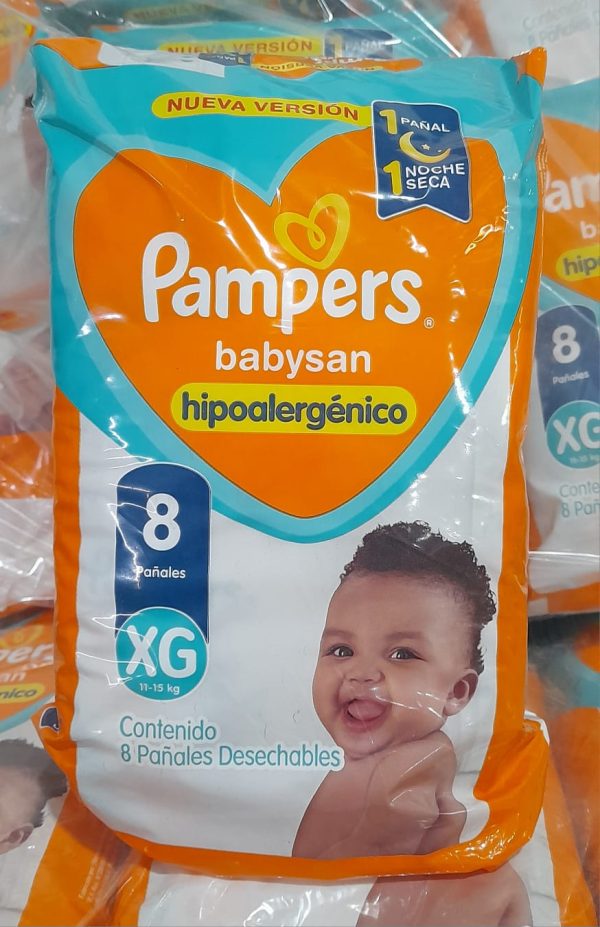 PAÑAL PAMPERS BABYSAN XG 8U. (NARANJA)